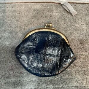Lee Sands Leather Deep Blue Coin Pouch Travel Vintage